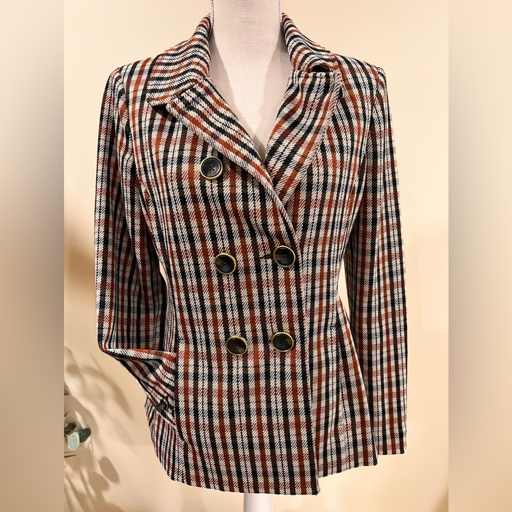 CAbi Double breasted plaid “Jazzy Jacket” Blazer size S